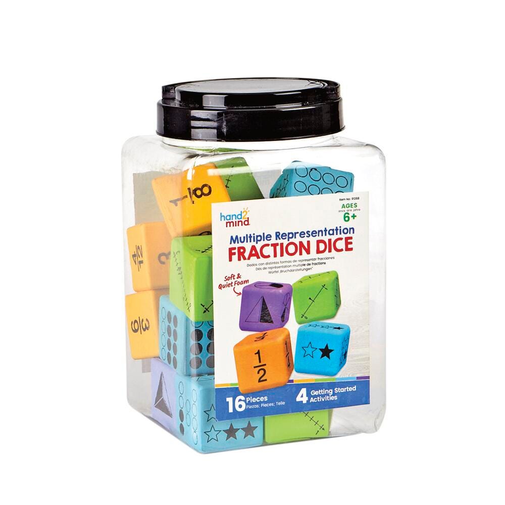 DICE MULTIPLE REPRESENTATION FRACTION FOAM DICE SET OF 16