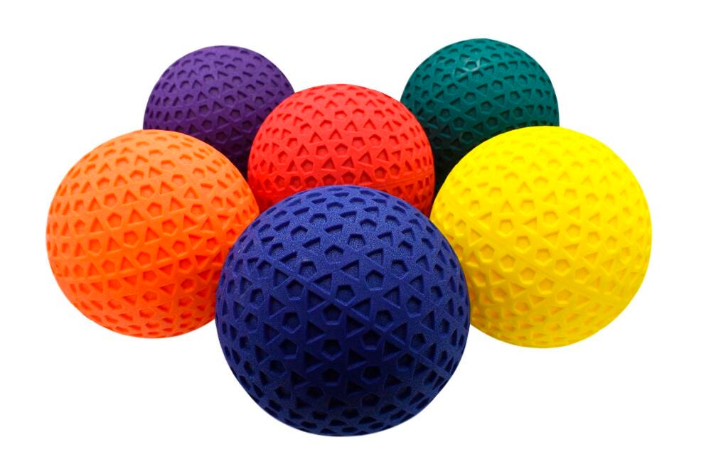 DISC-SPORTIME GEO SOFT TOUCH VINYL 6 INCH BALL - SET OF 6 ASST COLORS