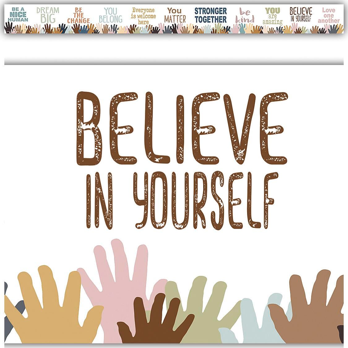 BORDER EVERYONE IS WELCOME HELPING HANDS STRAIGHT TRIM