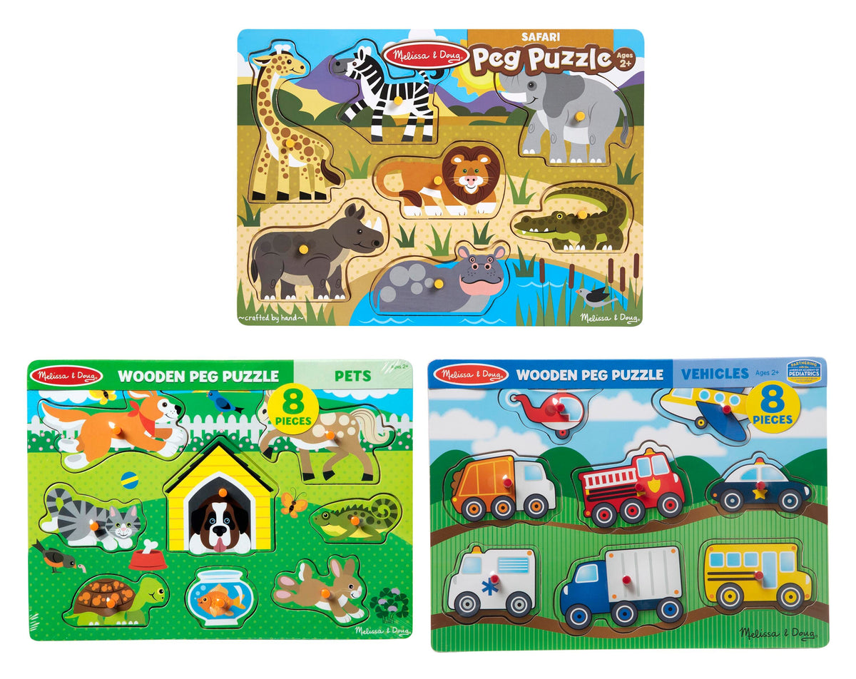 WOODEN PEG PUZZLES SET OF 3