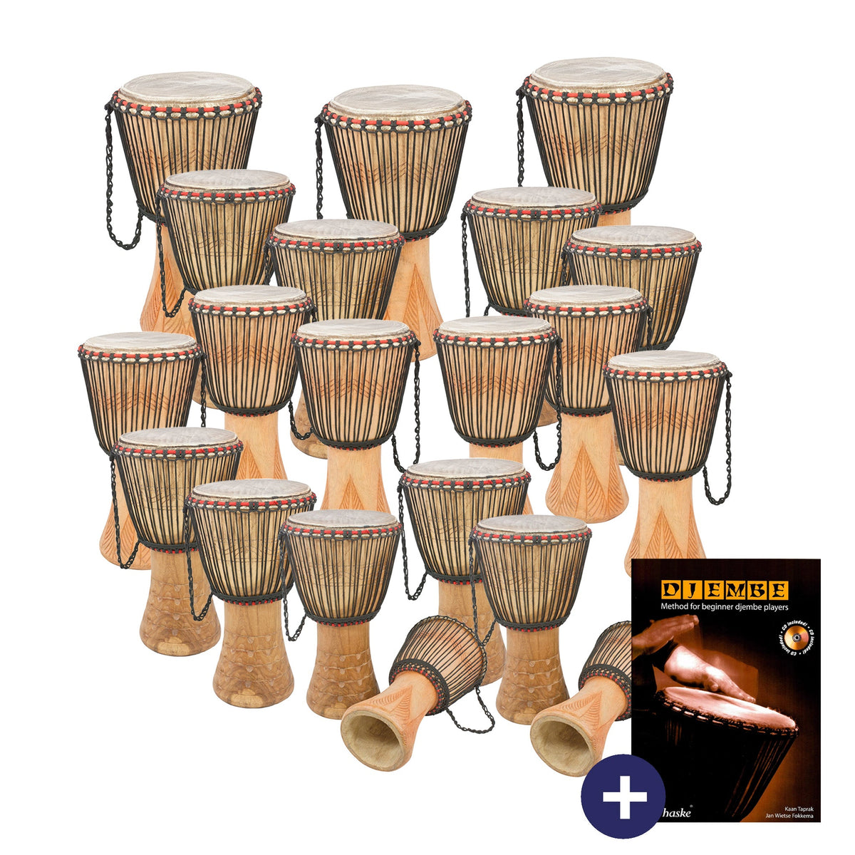 Percussion Plus Ghanaian djembe 20 player pack - rope tuned