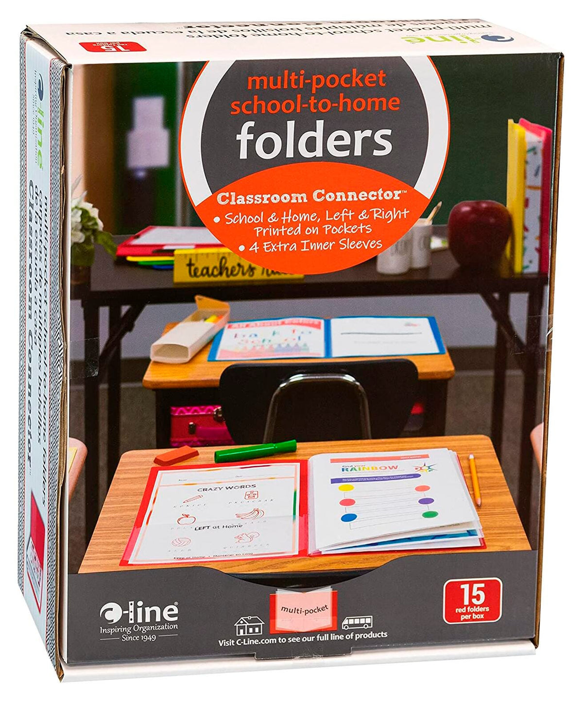FOLDER SCHOOL TO HOME FOLDER RED C-LINE 32304