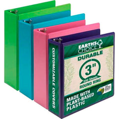 BINDER VIEW ROUND RING EARTH CHOICE 3 IN ASST COLOR PK OF 4