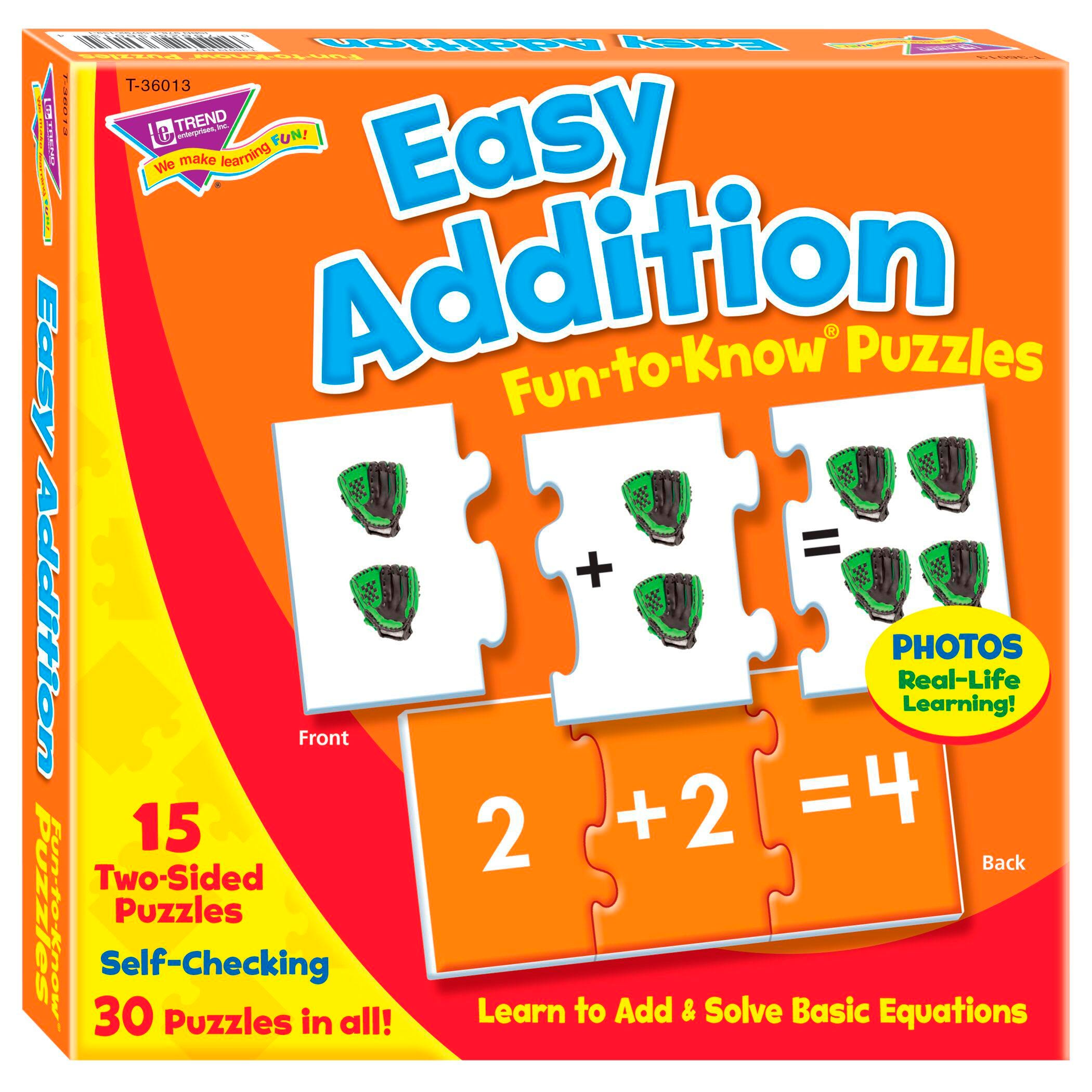 EASY ADDITION FUN-TO-KNOW PUZZLES