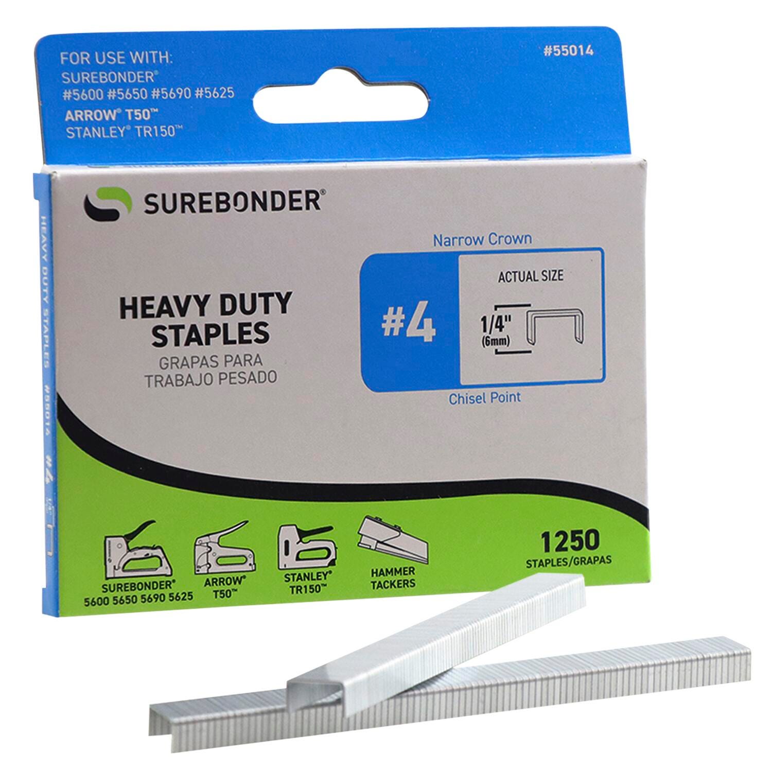 STAPLES HEAVY DUTY #4 SUREBONDER 1/4 IN PACK OF 1250