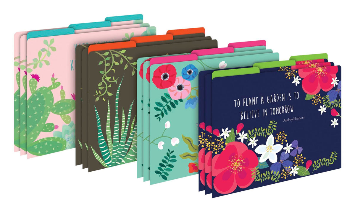 FILE FOLDERS LETTER PETALS AND PRICKLES SET OF 12