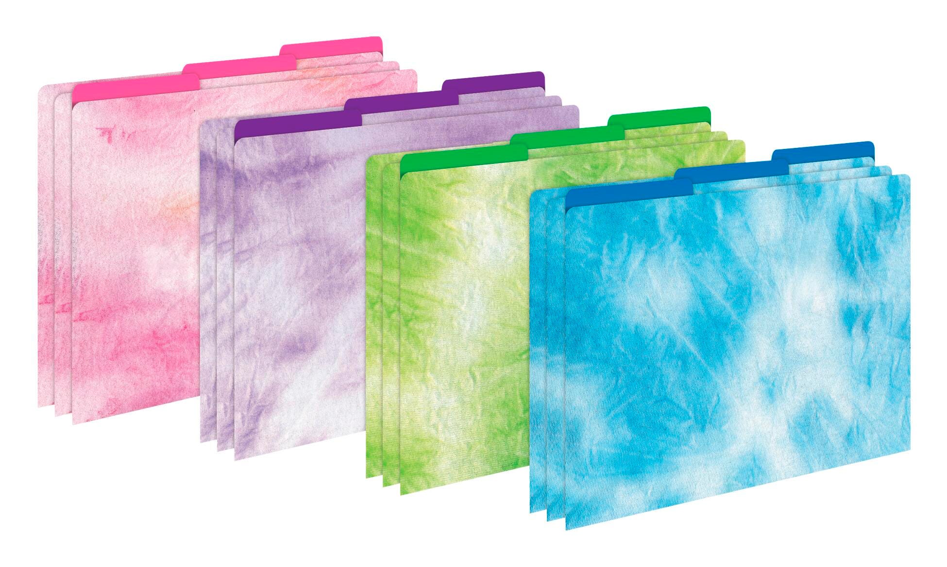 FILE FOLDERS LETTER OMBRE AND TIE DYE SET OF 12