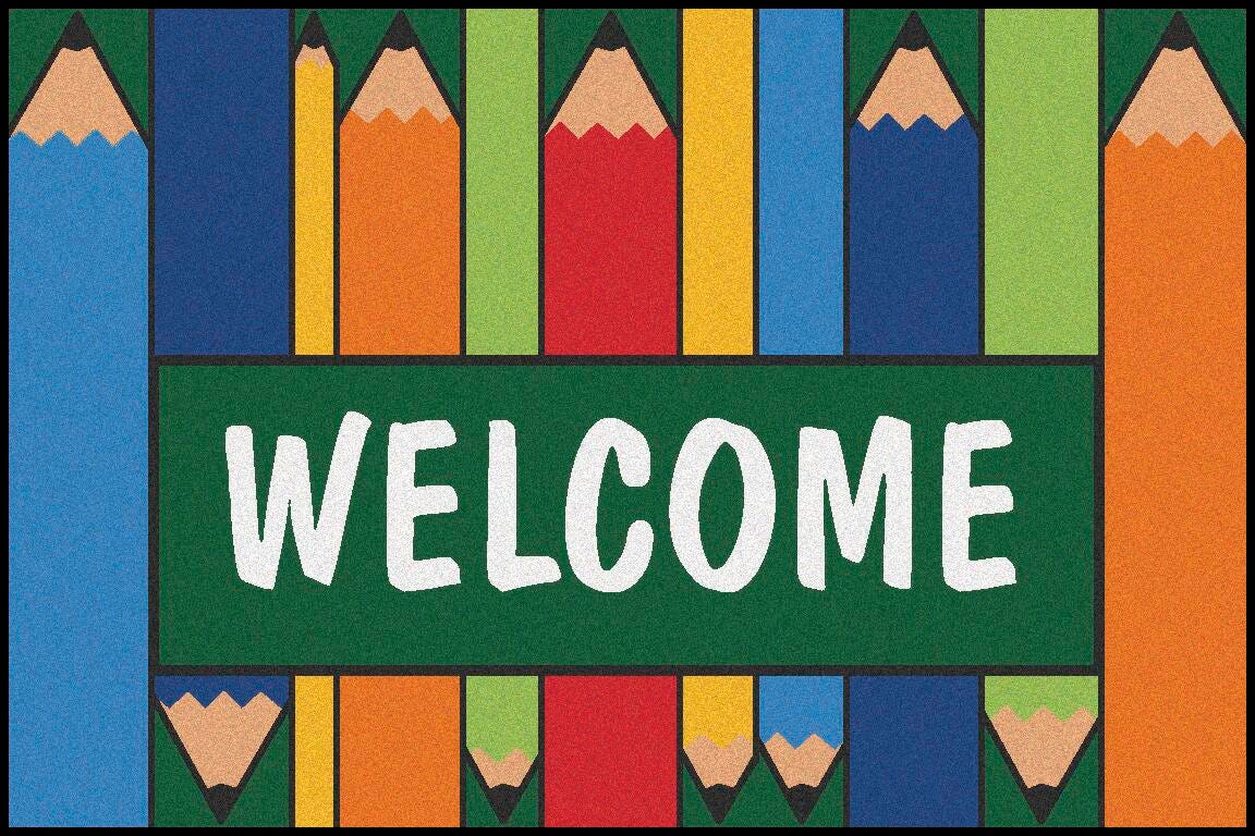 CARPETS FOR KIDS - KIDSVALUE COLORFUL PENCILS WELCOME - 4 FT X 6 FT RECTANGLE