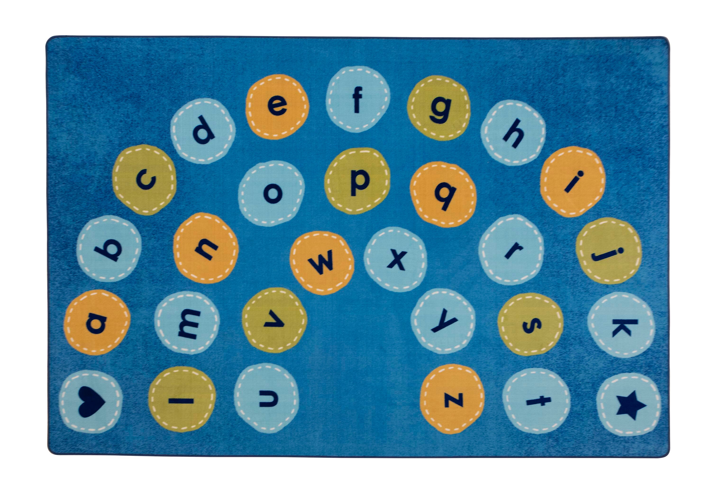 CARPETS FOR KIDS - PIXEL PERFECT CALMING COLORS ARCH ALPHABET SEATING - 6 FT X 9 FT RECTANGLE - BLUE