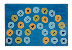 CARPETS FOR KIDS - PIXEL PERFECT CALMING COLORS ARCH ALPHABET SEATING - 6 FT X 9 FT RECTANGLE - BLUE