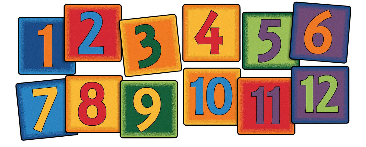 CARPETS FOR KIDS KIDSVALUE PLUS SIMPLE NUMBERS SEATING - 16-INCH SQUARES - SET OF 12