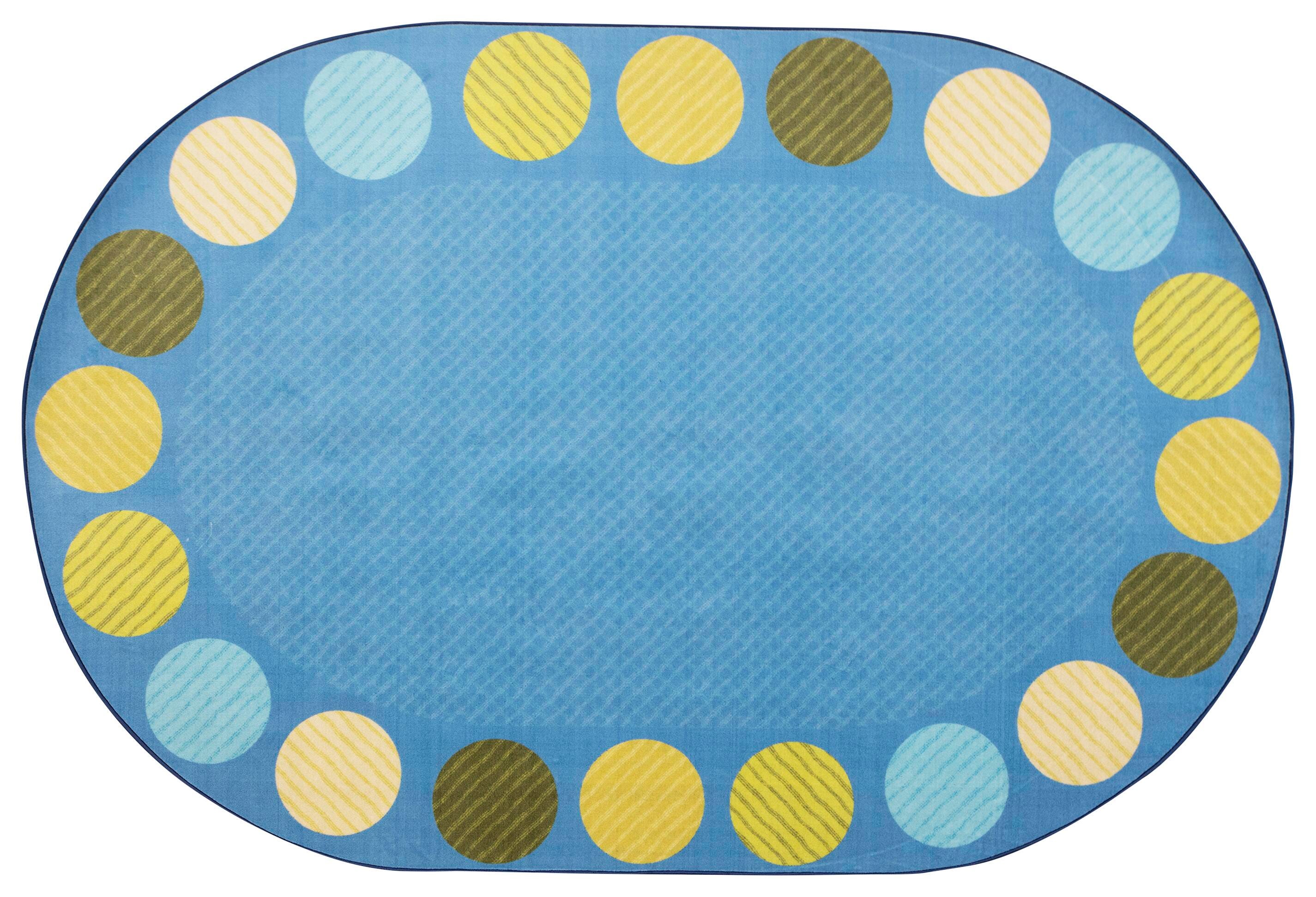 CARPETS FOR KIDS - PIXEL PERFECT CALMING COLORS OPEN SEATING - 6 FT X 9 FT OVAL - BLUE