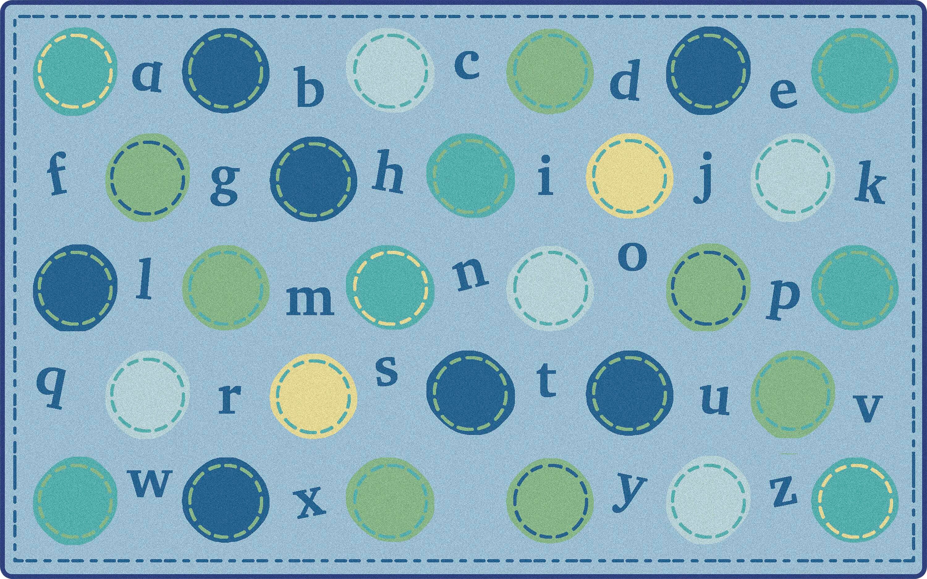 CARPETS FOR KIDS - KIDSOFT SEATING ALPHABET DOTS - 4 FT X 6 FT RECTANGLE - BLUE