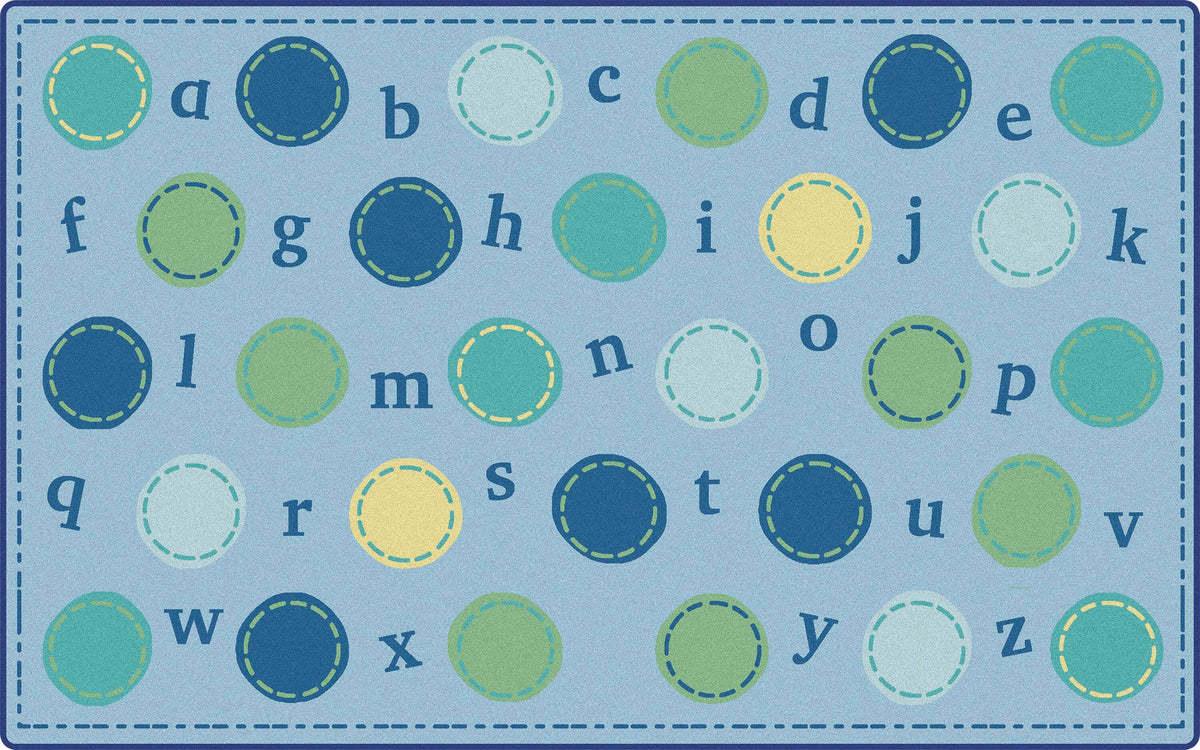 CARPETS FOR KIDS - KIDSOFT SEATING ALPHABET DOTS - 6 FT X 9 FT RECTANGLE - BLUE
