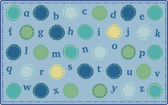 CARPETS FOR KIDS - KIDSOFT SEATING ALPHABET DOTS - 6 FT X 9 FT RECTANGLE - BLUE