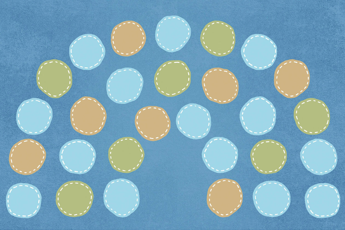 CARPETS FOR KIDS - PIXEL PERFECT CALMING COLORS ARCH SEATING - 6 FT X 9 FT RECTANGLE - BLUE