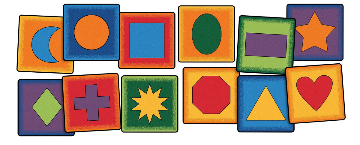 CARPETS FOR KIDS KIDSVALUE PLUS SIMPLE SHAPES SEATING - 16-INCH SQUARES - SET OF 12
