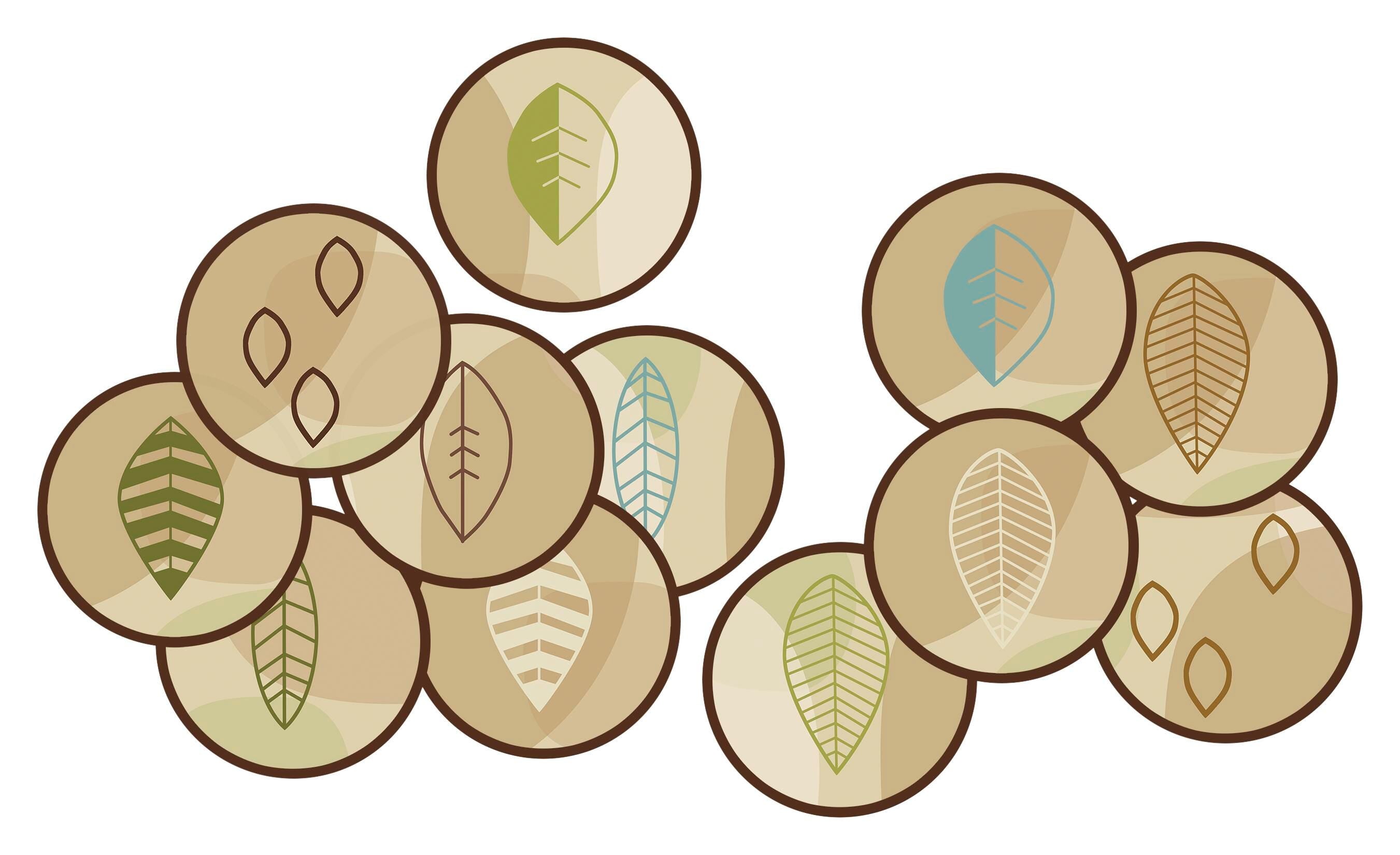CARPETS FOR KIDS - PIXEL PERFECT PEACEFUL SPACES LEAF KIT - 16-INCH ROUNDS - TAN - SET OF 12