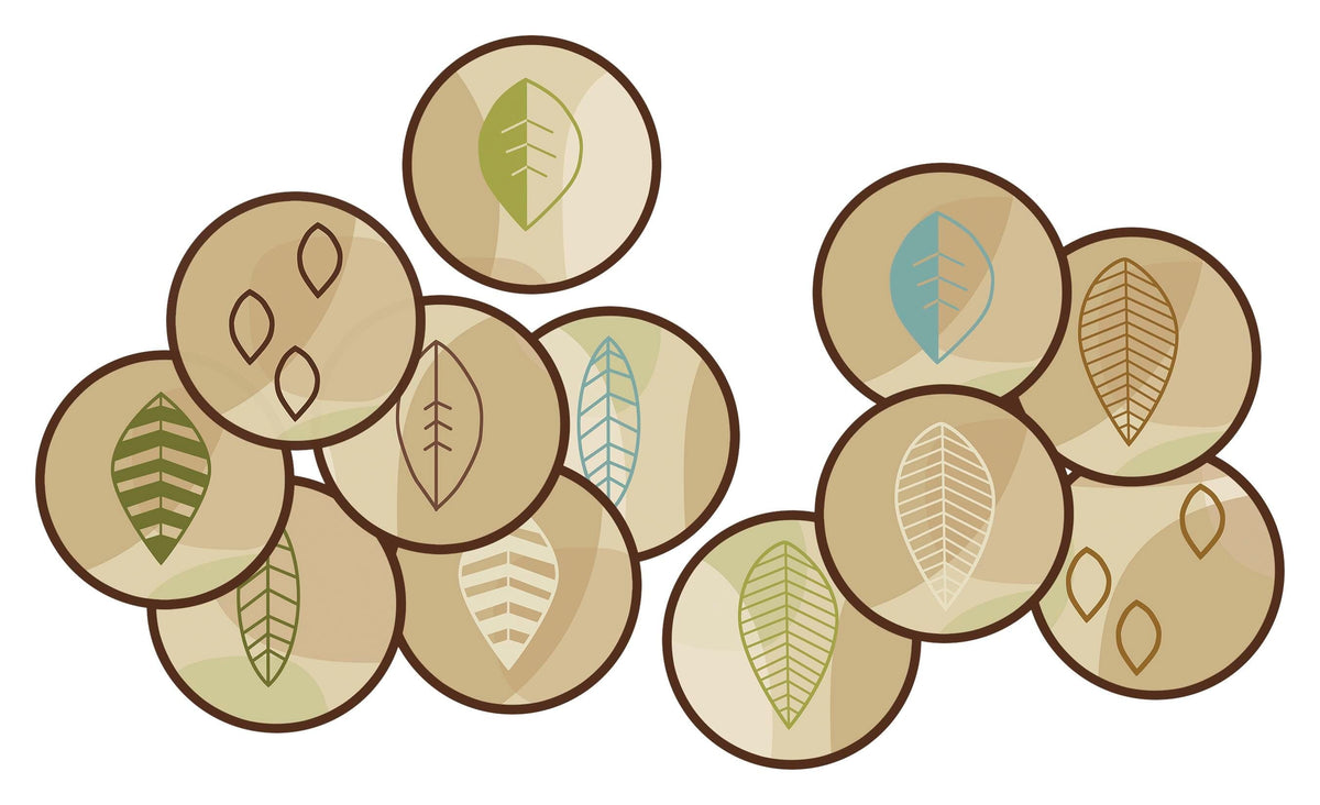 CARPETS FOR KIDS - PIXEL PERFECT PEACEFUL SPACES LEAF KIT - 16-INCH ROUNDS - TAN - SET OF 12