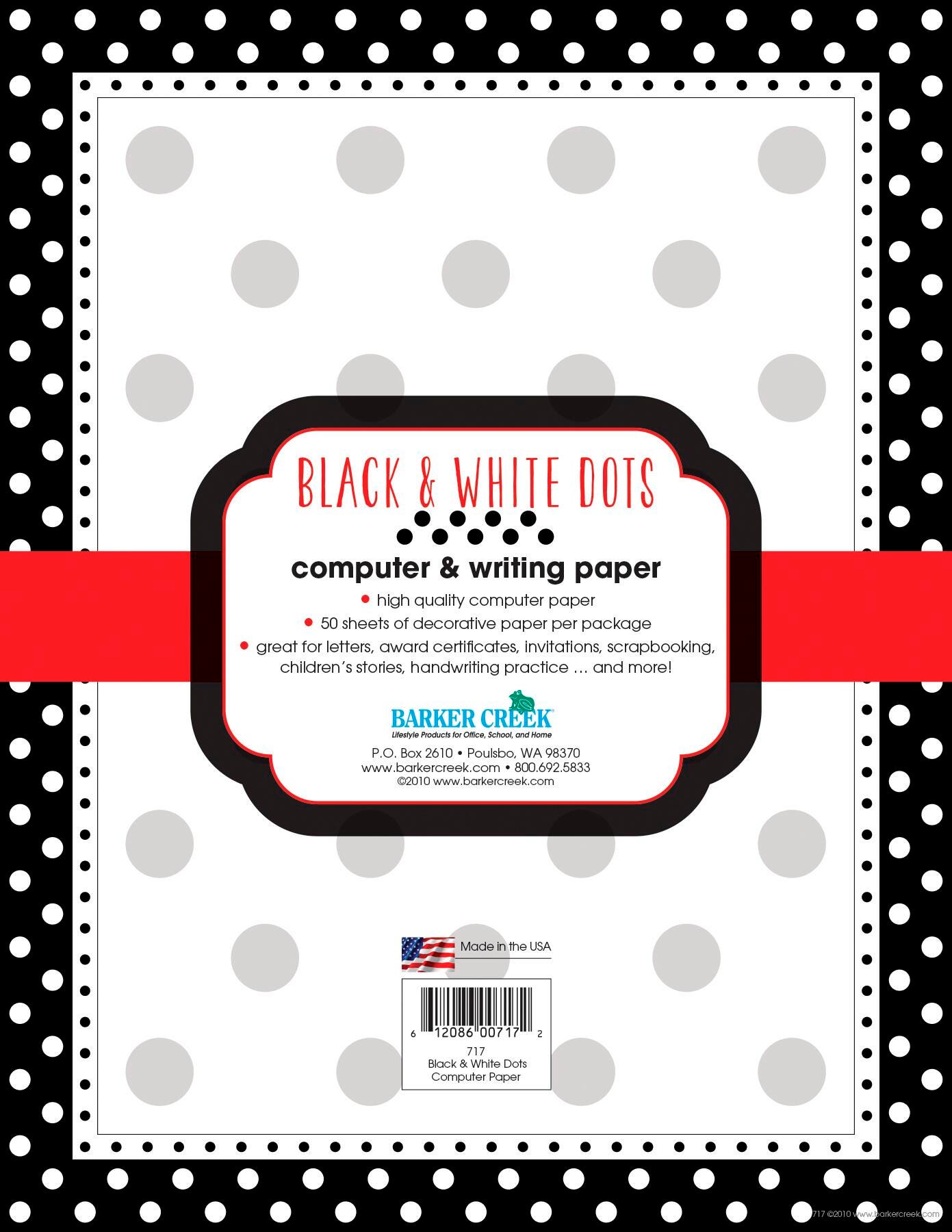 PAPER COMPUTER BLK WHT DOT 8.5X11 IN 50 SHTS