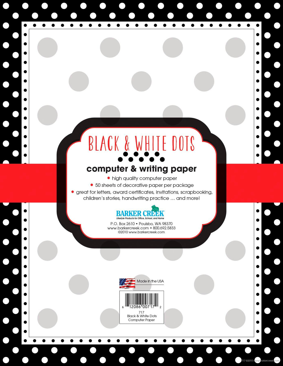 PAPER COMPUTER BLK WHT DOT 8.5X11 IN 50 SHTS