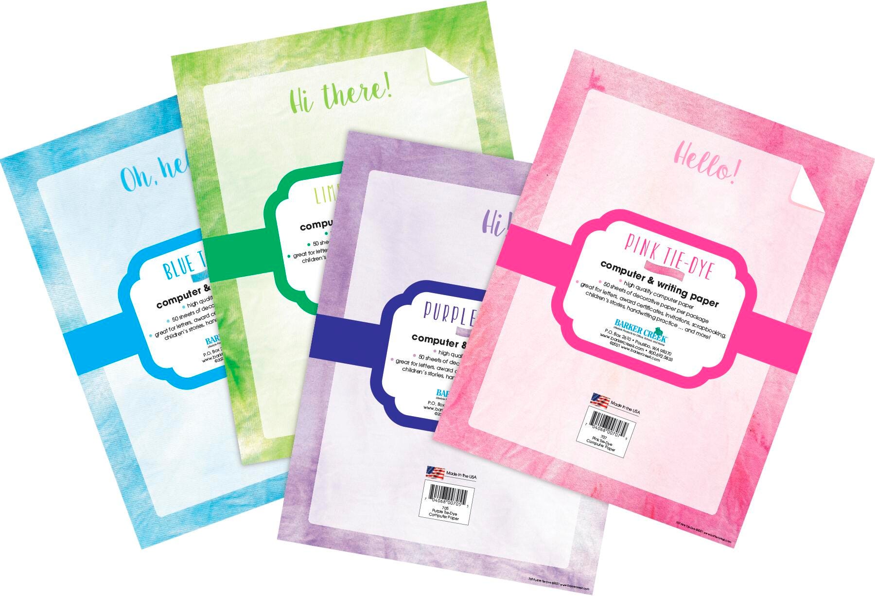 PAPER CMPTR TYE DYE 8.5X11 IN 200 SHT 4 DSGNS
