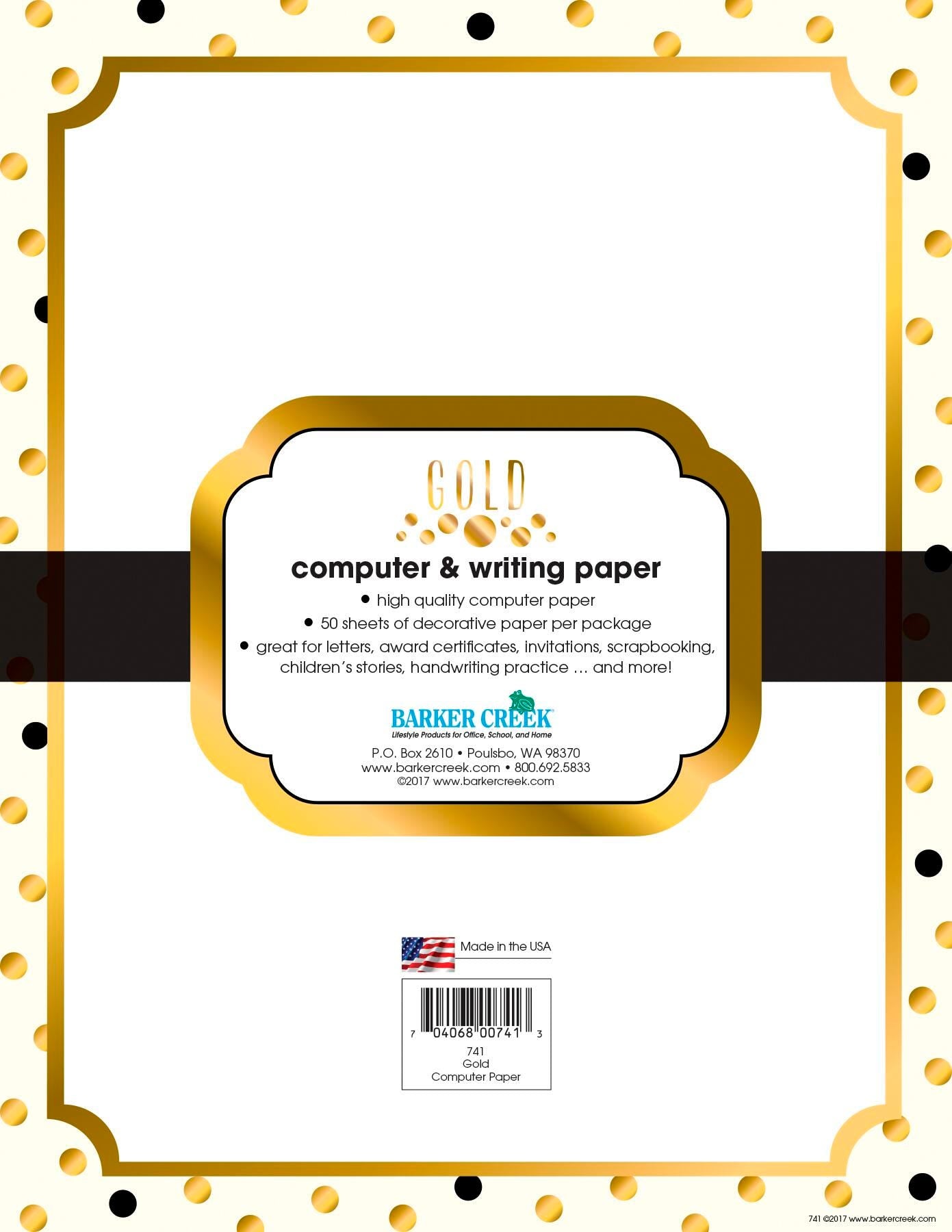 PAPER COMPUTER GOLD 8.5X11 IN 50 SHTS