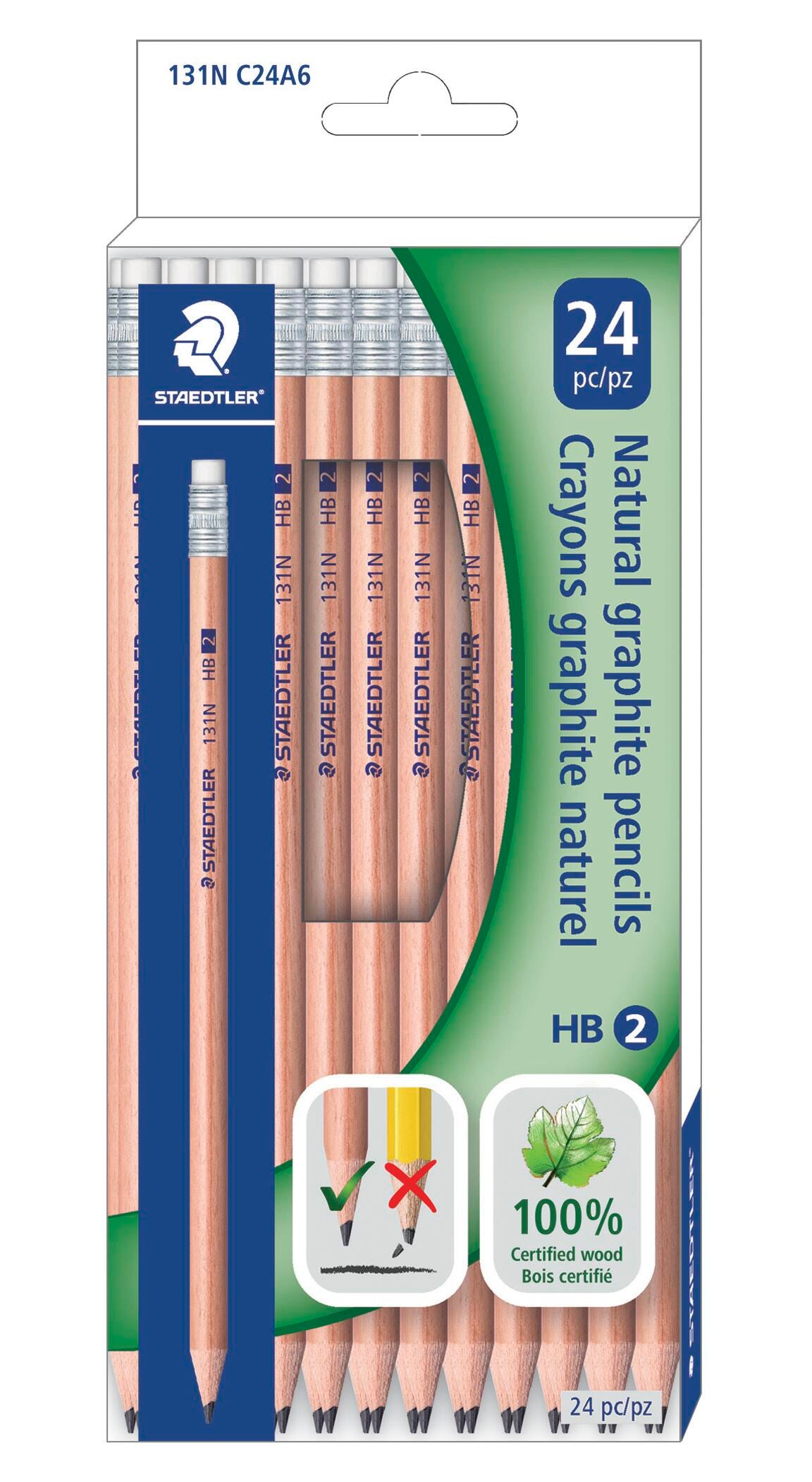 PENCIL STAEDTLER NATURAL PRESHARP NO 2 PACK OF 24