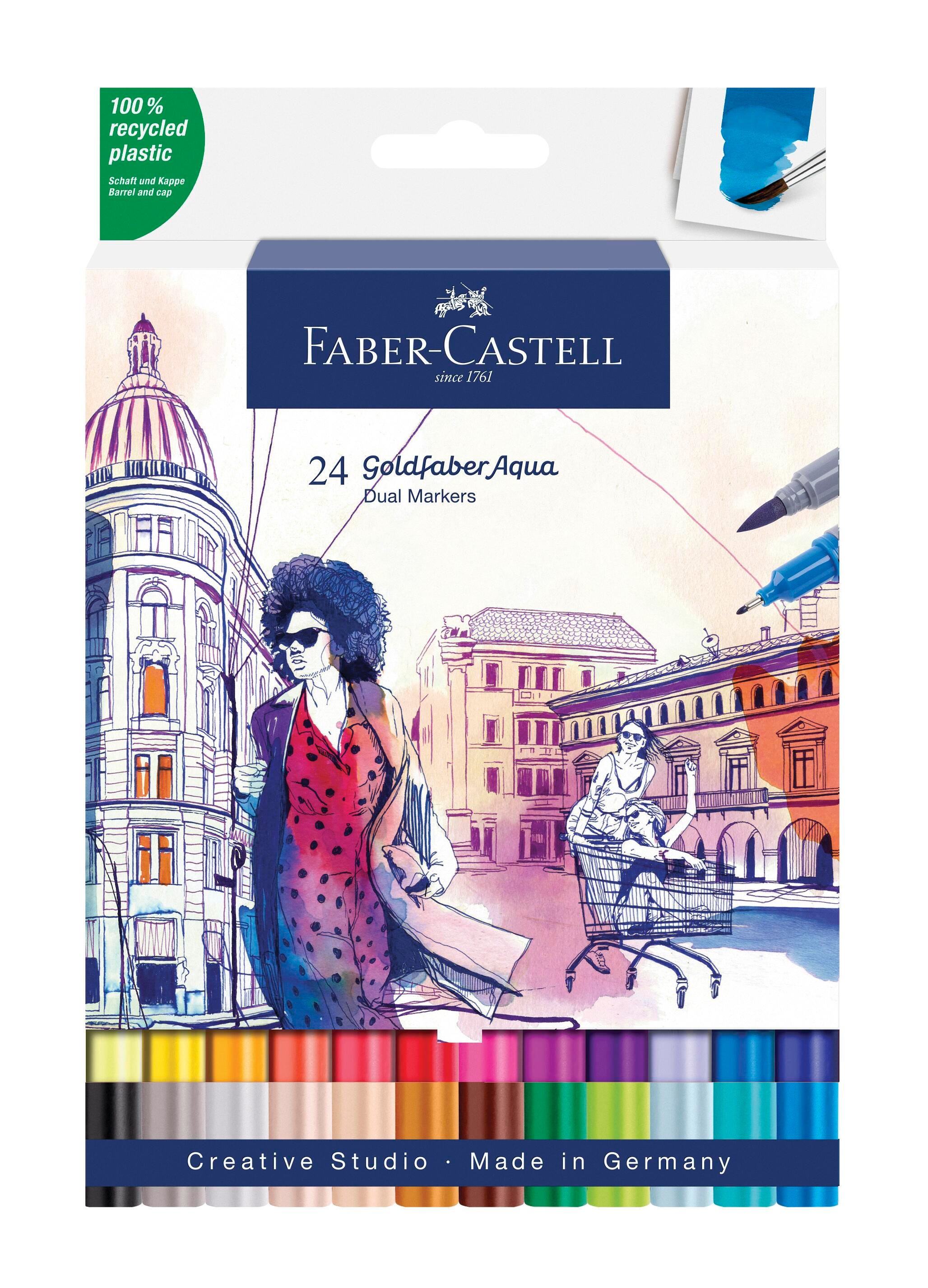 MARKERS FABER-CASTELL GOLDFABER DUAL END AQUA ASST COLORS SET OF 24