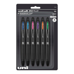 PEN GEL UNI-BALL 207+ 0.7MM FASHION ASST SET OF 6