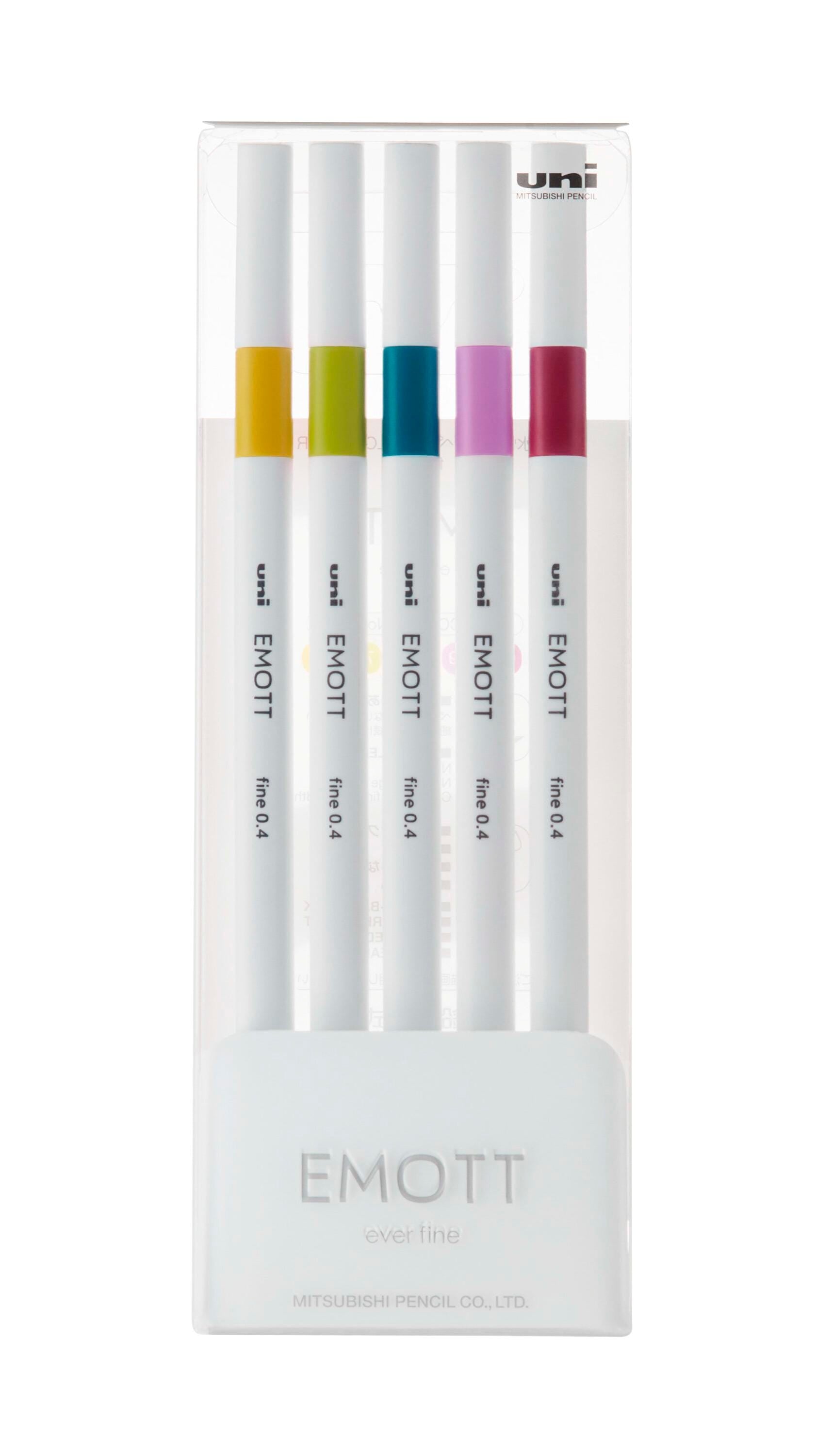 PEN FINELINER EMOTT 0.4MM ASST RETRO SET OF 5