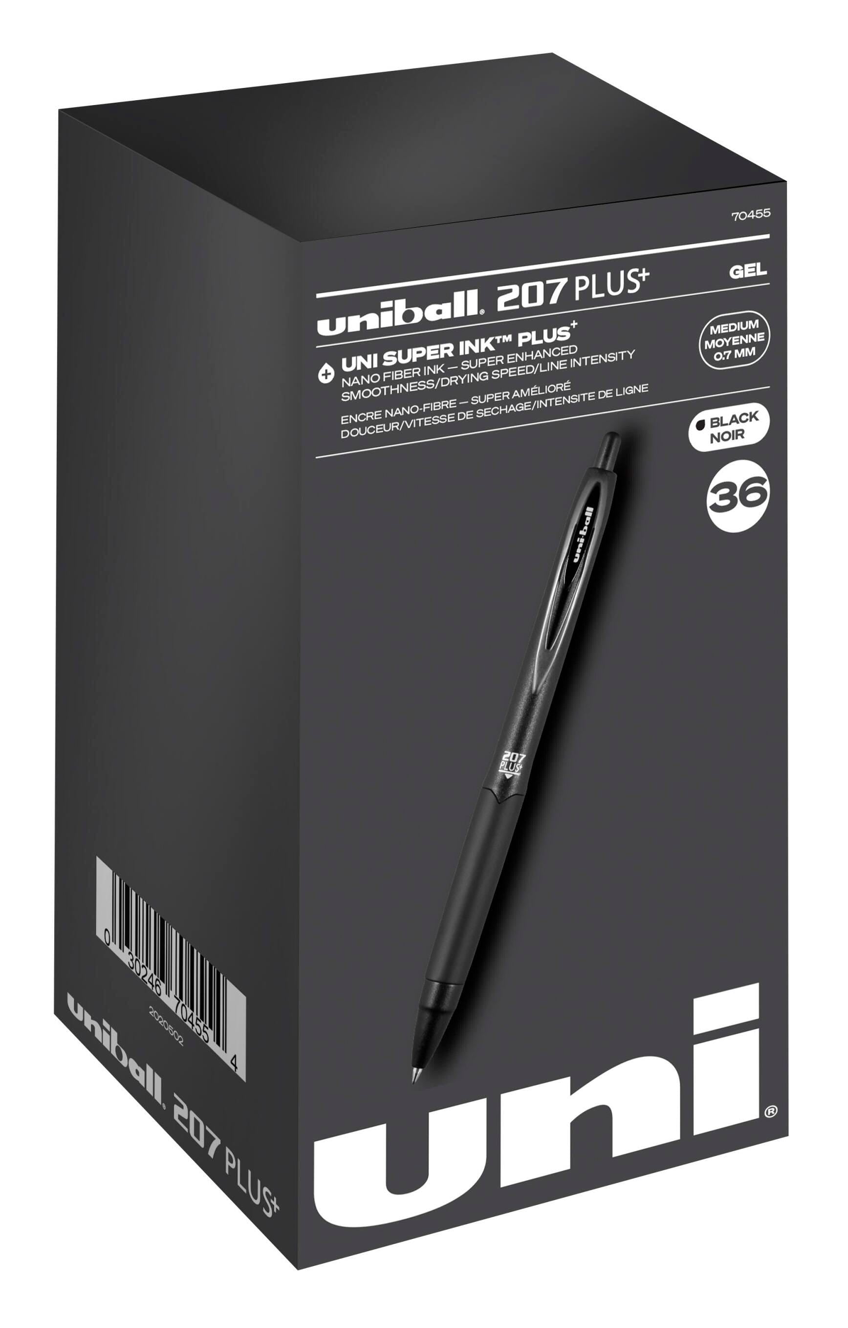 PEN GEL UNI-BALL 207+ 0.7MM BLACK PACK OF 36