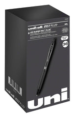 PEN GEL UNI-BALL 207+ 0.7MM BLACK PACK OF 36