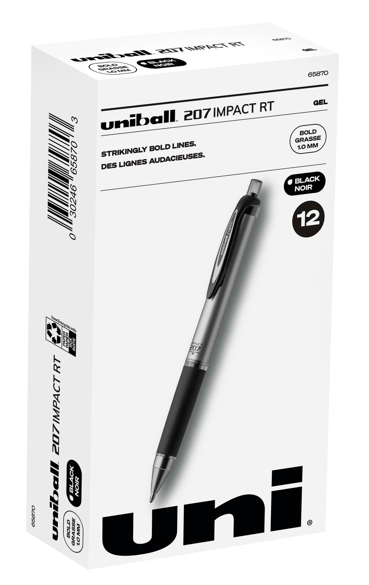PEN GEL UNI-BALL IMPACT BLACK PACK OF 12