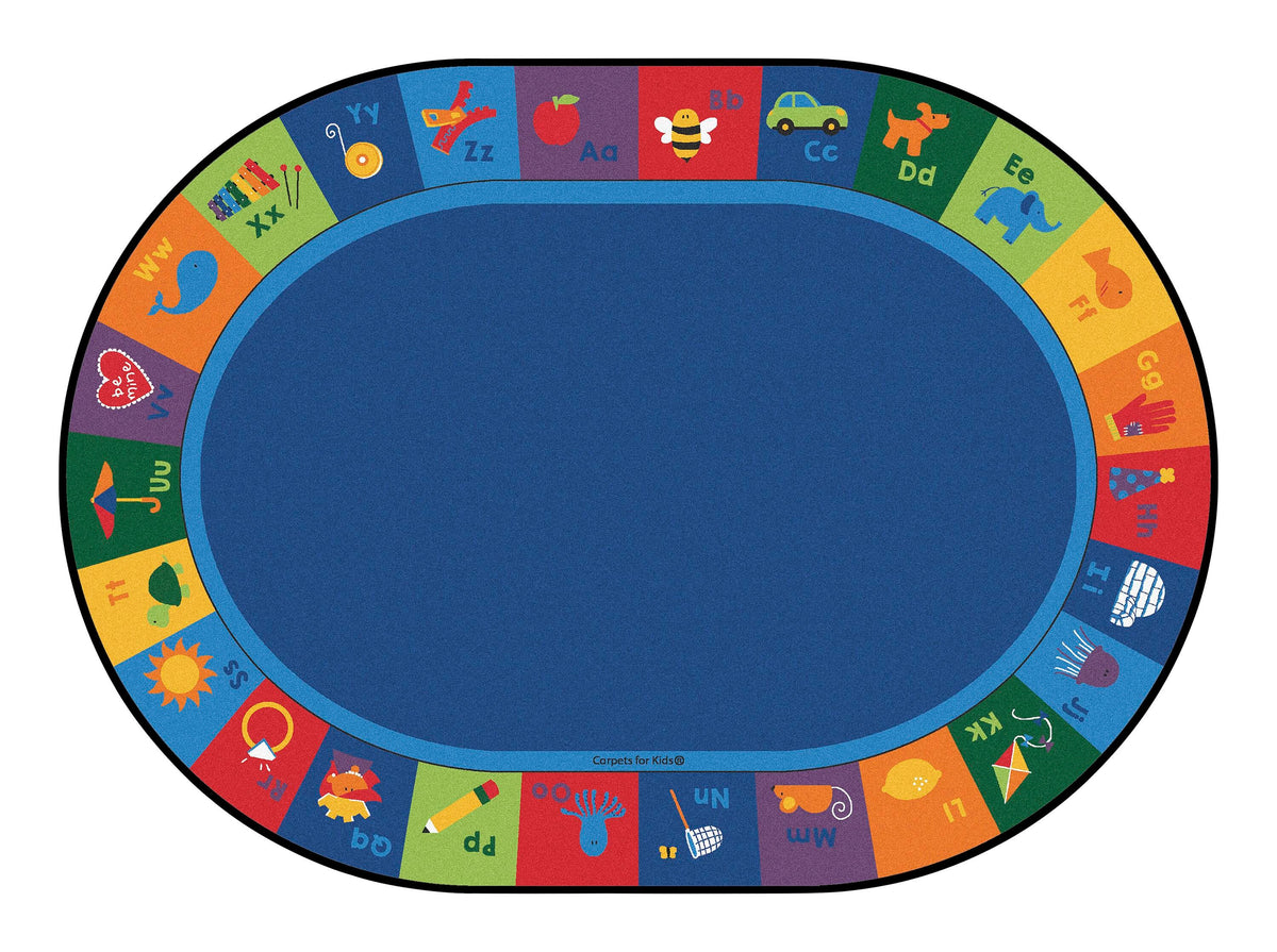 CARPETS FOR KIDS - PREMIUM SEQUENTIAL SEATING LITERACY - 6 FT 9 IN X 9 FT 5 IN - OVAL