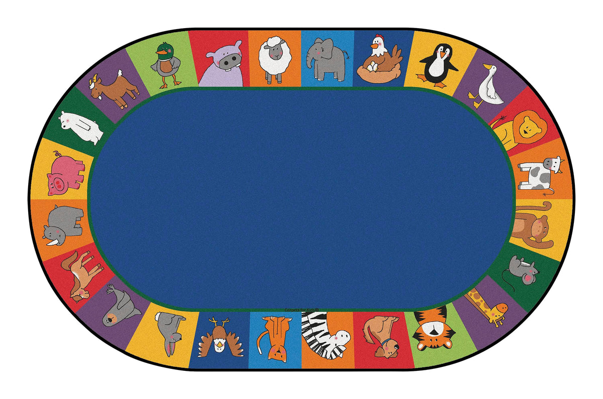 CARPETS FOR KIDS - KIDSVALUE PLUS ALL THE ANIMALS SEATING RUG - 6 FT X 9 FT OVAL
