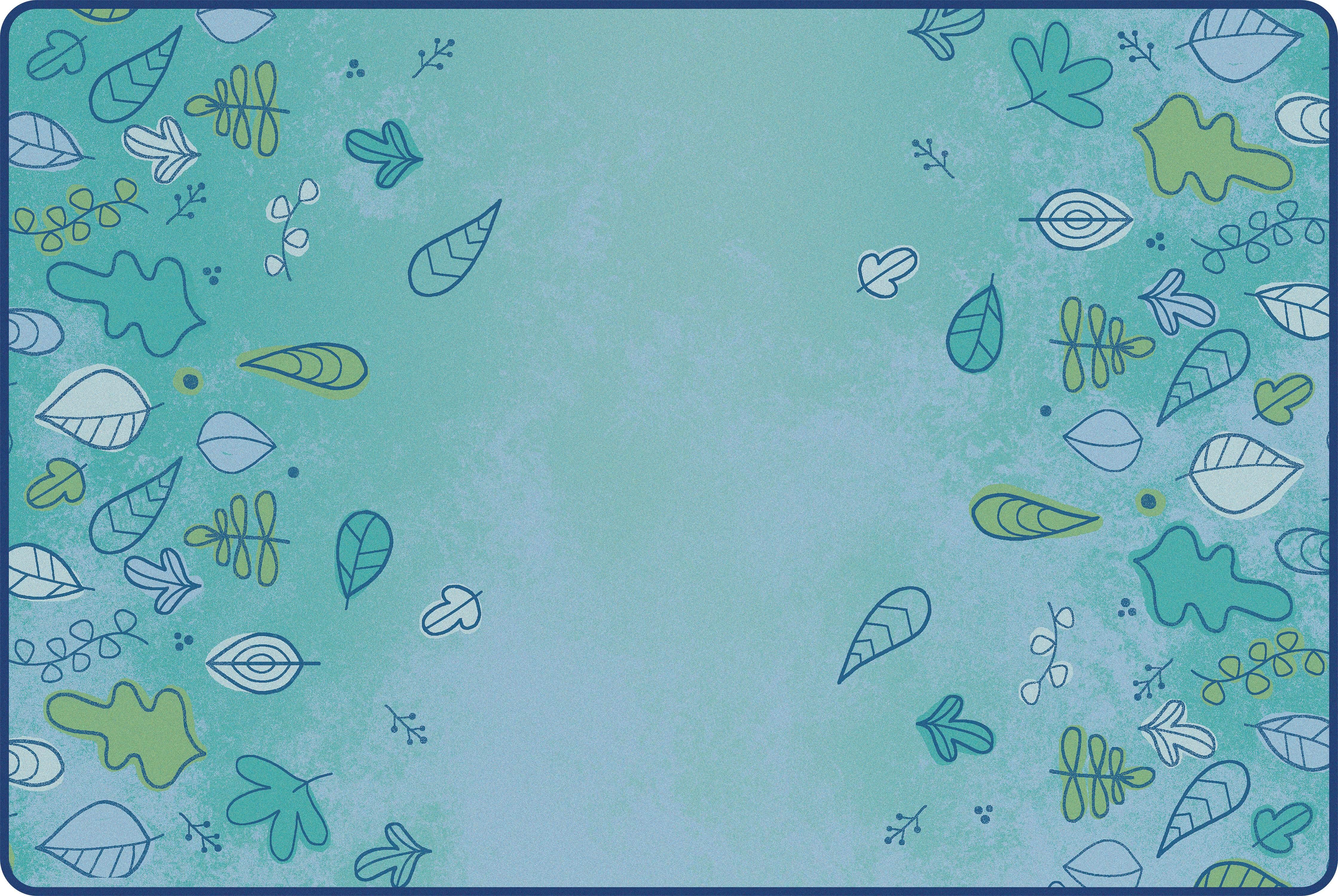 CARPETS FOR KIDS - KIDSOFT FALLING LEAVES BORDER - 6 FT X 9 FT RECTANGLE - BLUE