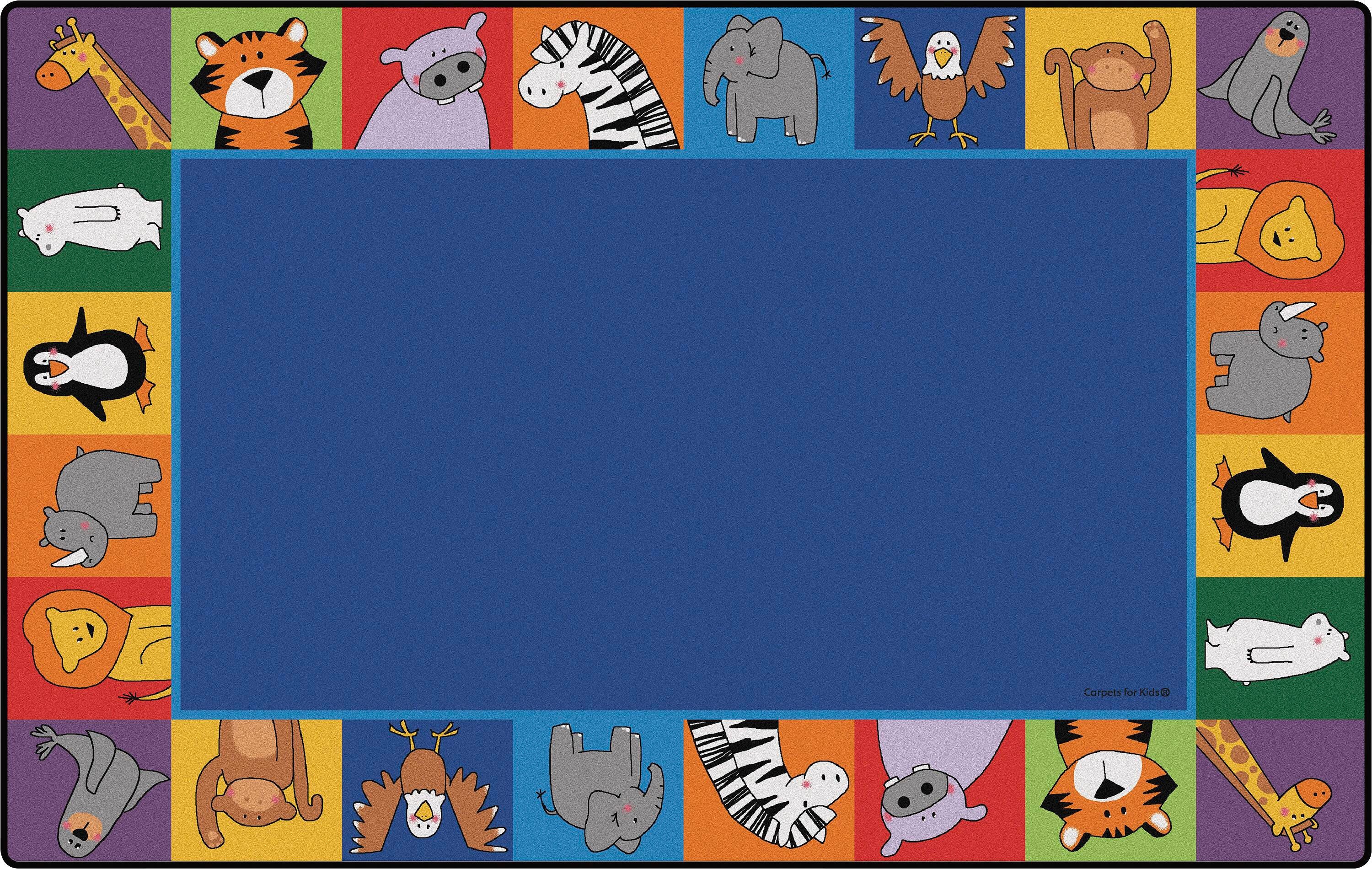 CARPETS FOR KIDS - KIDSVALUE PLUS ZOO ANIMALS SEATING - 6 FT X 9 FT RECTANGLE