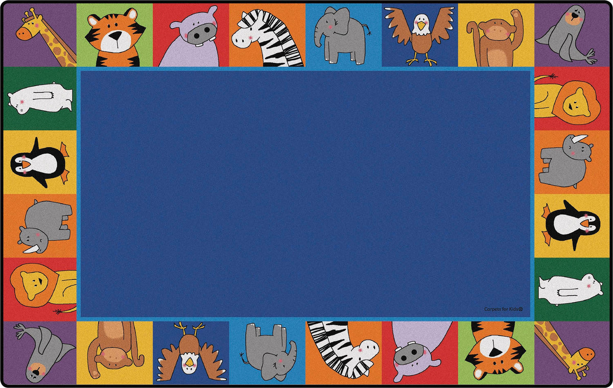 CARPETS FOR KIDS - KIDSVALUE PLUS ZOO ANIMALS SEATING - 6 FT X 9 FT RECTANGLE
