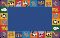 CARPETS FOR KIDS - KIDSVALUE PLUS ZOO ANIMALS SEATING - 6 FT X 9 FT RECTANGLE