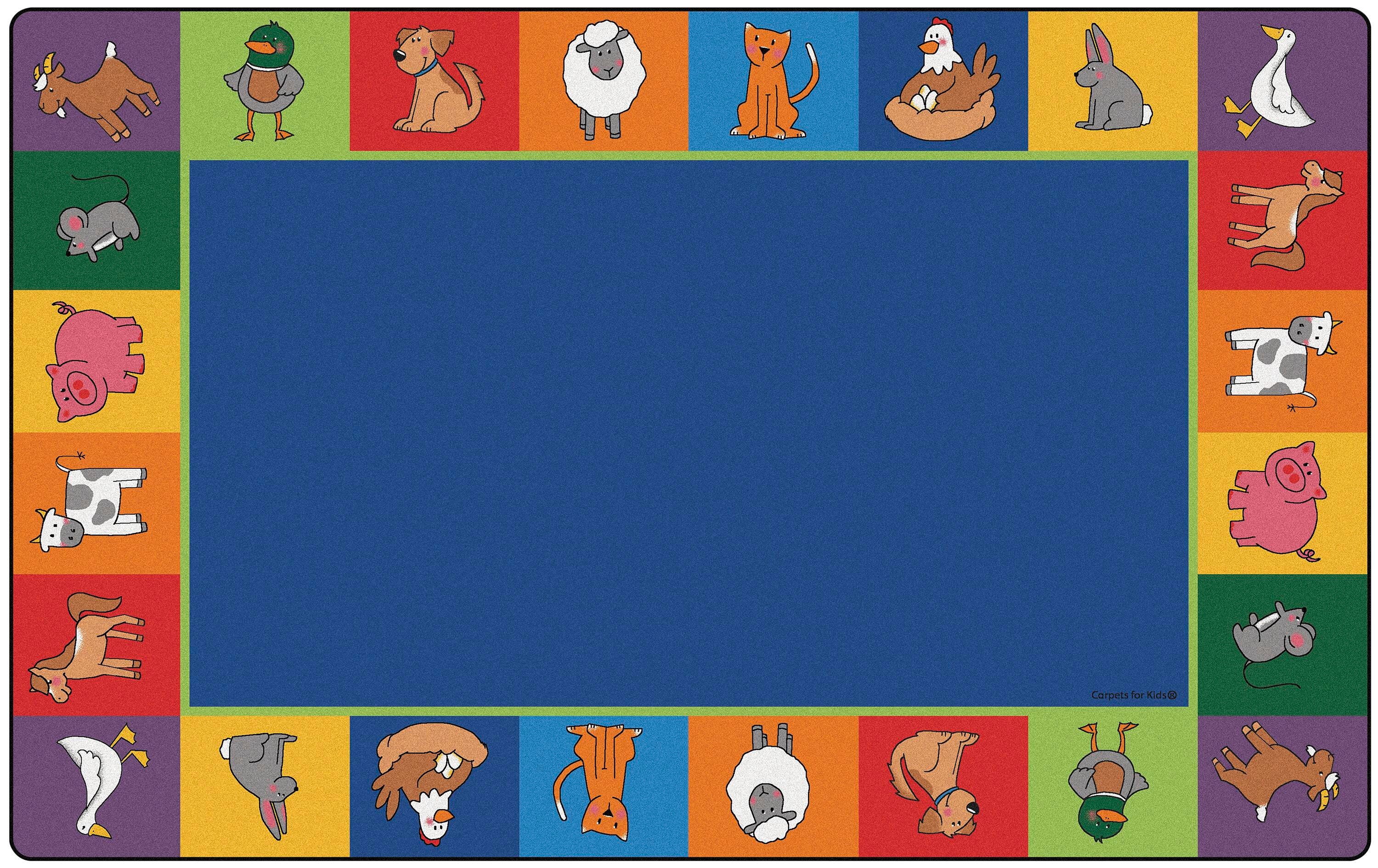 CARPETS FOR KIDS - KIDSVALUE PLUS FARM ANIMALS SEATING - 6 FT X 9 FT RECTANGLE