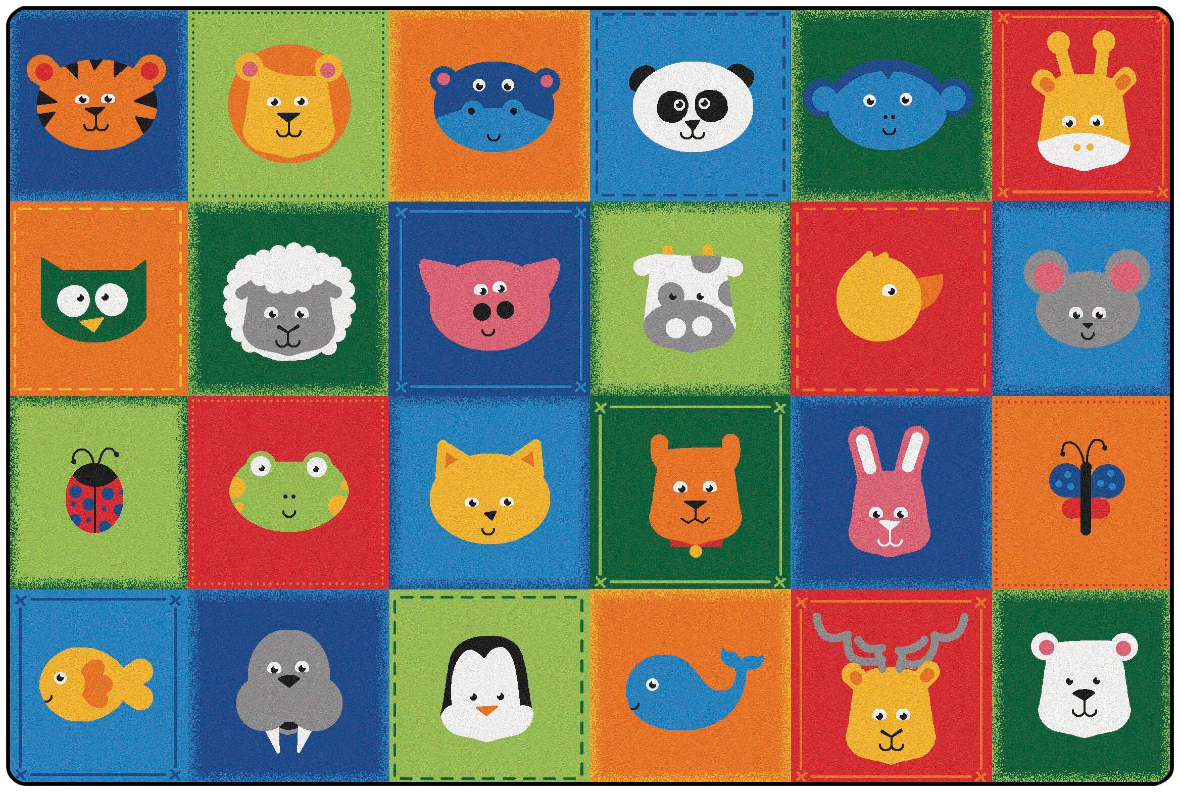 CARPETS FOR KIDS - KIDSOFT ANIMAL PATCHWORK - 6 FT X 9 FT RECTANGLE - PRIMARY