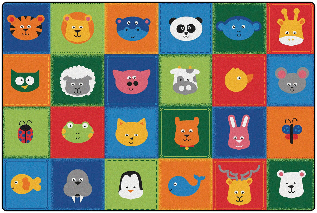 CARPETS FOR KIDS - KIDSOFT ANIMAL PATCHWORK - 6 FT X 9 FT RECTANGLE - PRIMARY