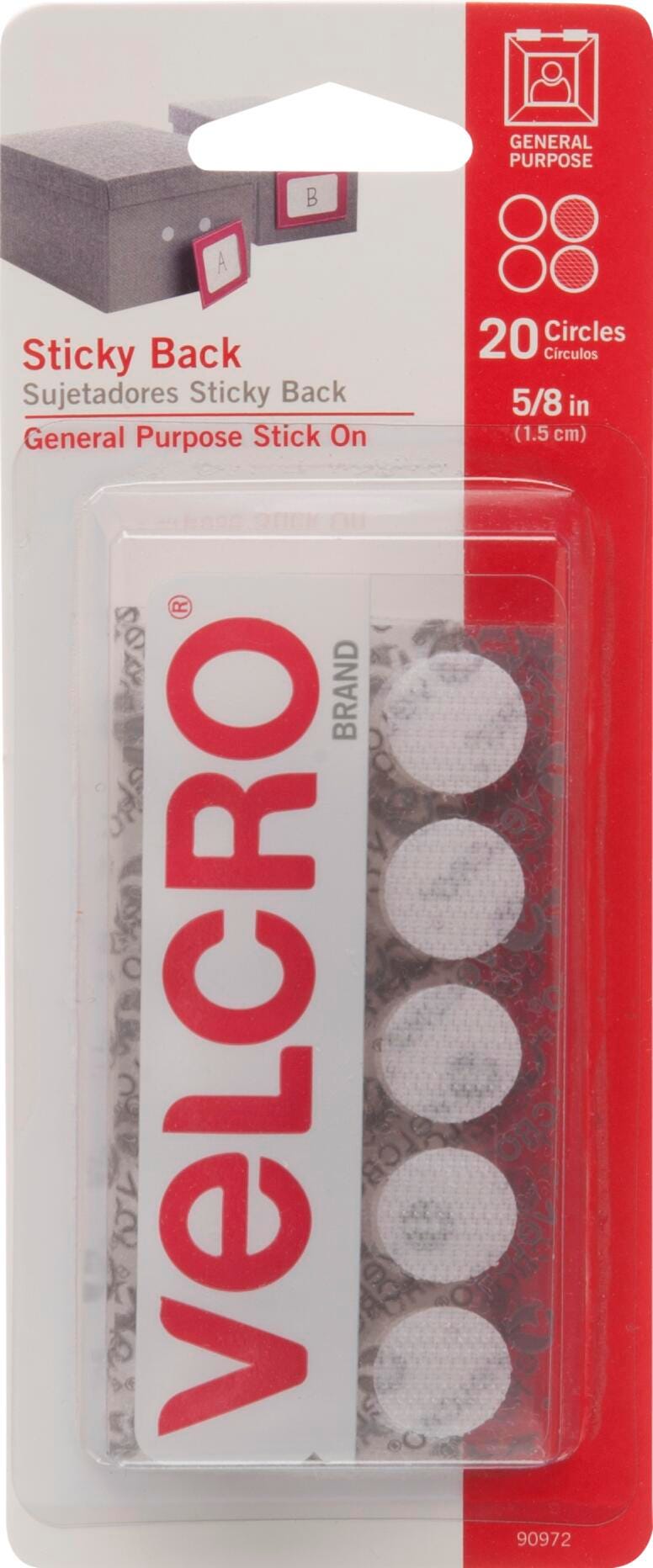 VELCRO STICKY BACK HOOK AND LOOP COINS WHITE 5/8 IN PACK OF 20
