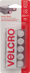VELCRO STICKY BACK HOOK AND LOOP COINS WHITE 5/8 IN PACK OF 20