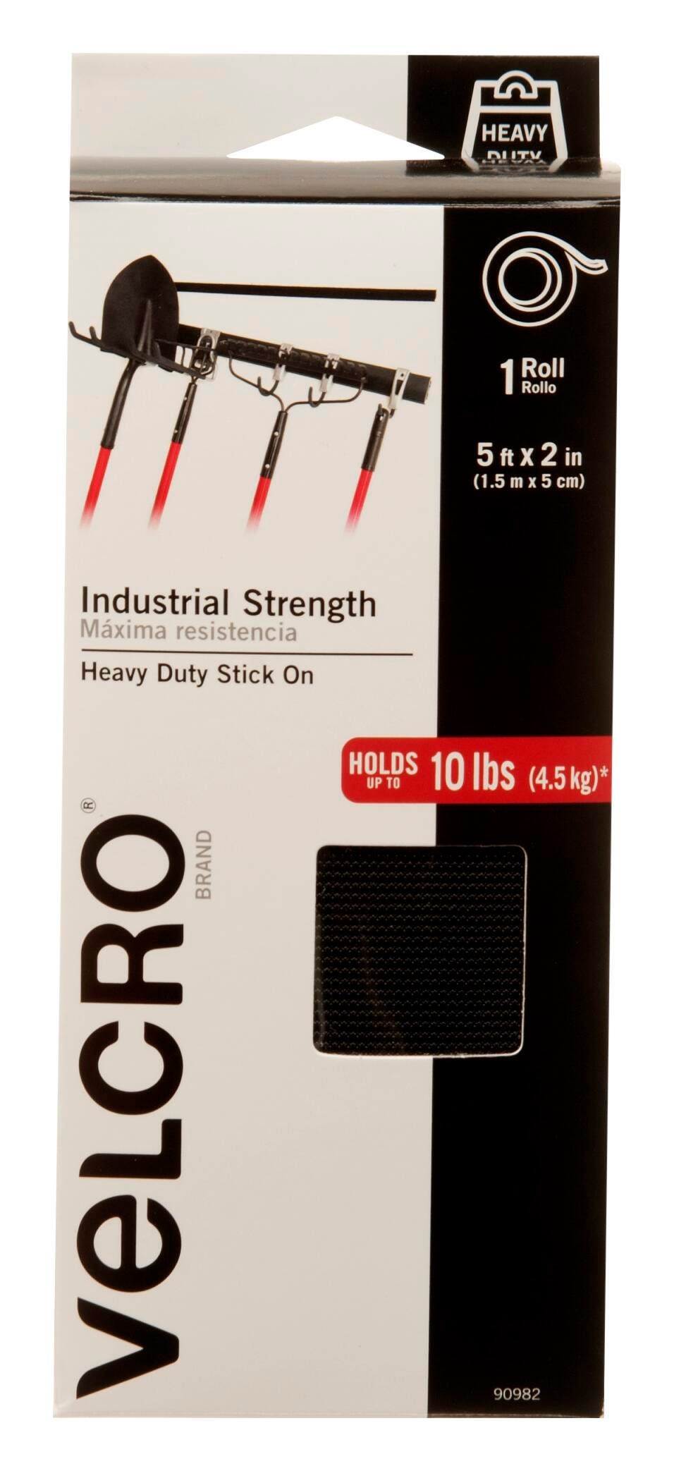 TAPE VELCRO INDUSTRIAL STRENGTH 2IN X 5FT BLACK ROLL