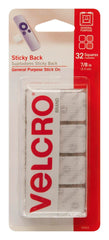 VELCRO STICKY BACK HOOK AND LOOP SQUARES WHITE 7/8 IN PACK OF 32