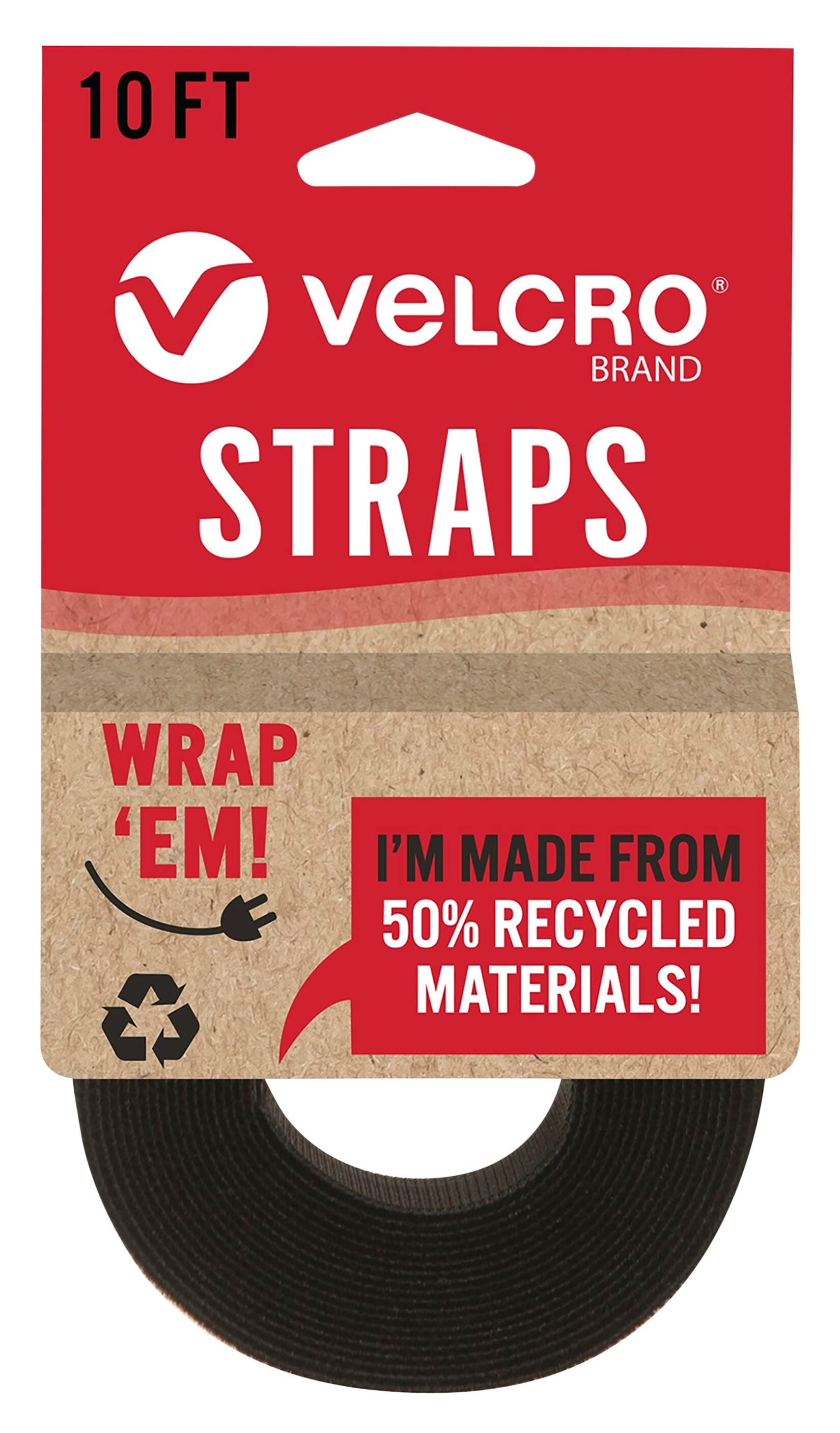STRAPS VELCRO 10 FT X 1 IN BLACK ROLL