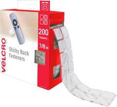 VELCRO STICKY BACK HOOK AND LOOP SQUARES WHITE 7/8 IN PACK OF 200
