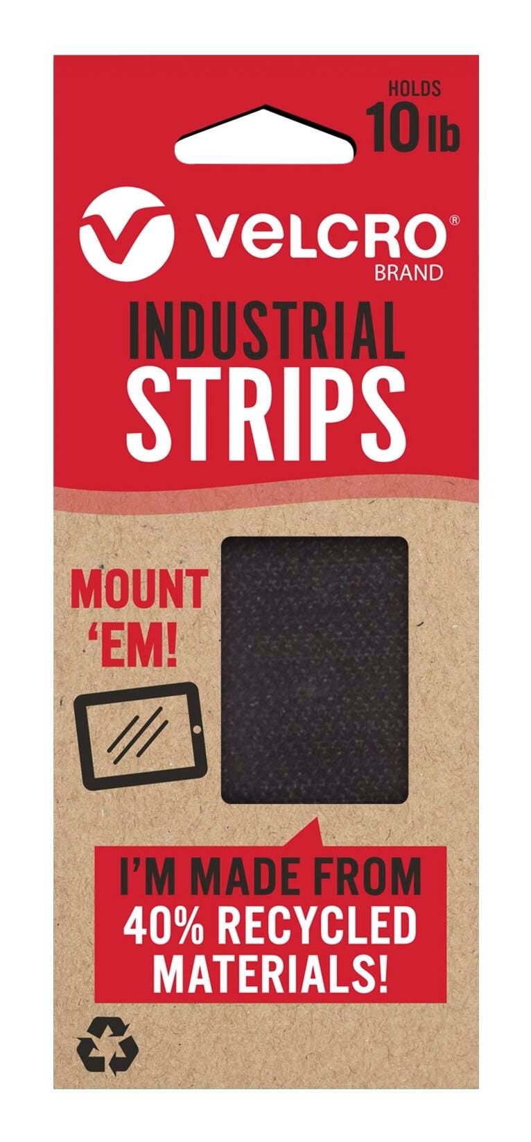 STRIPS VELCRO 3 IN X 1-3/4 IN BLACK PACK OF 2